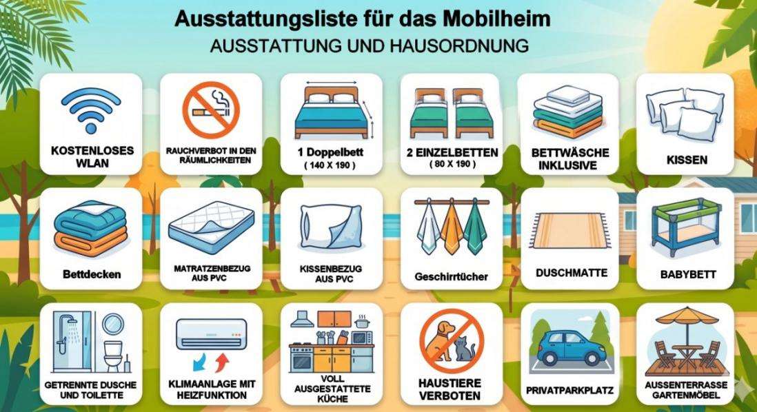 Service und Ausstattung bei der Anmietung eines Mobilheims in der Ardèche