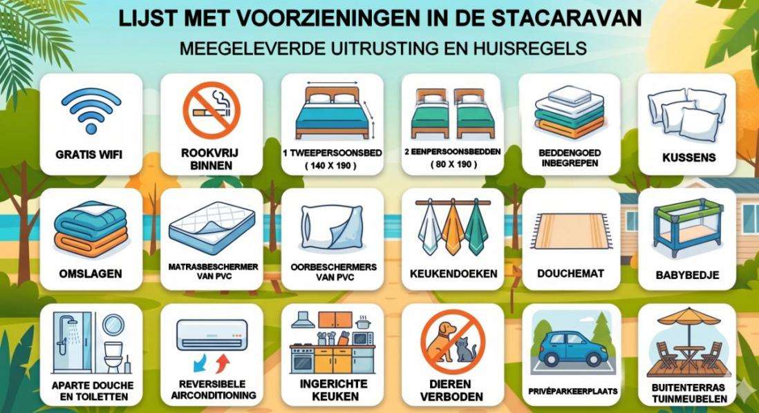 voorzieningen en uitrusting bij het huren van een stacaravan in de Ardèche