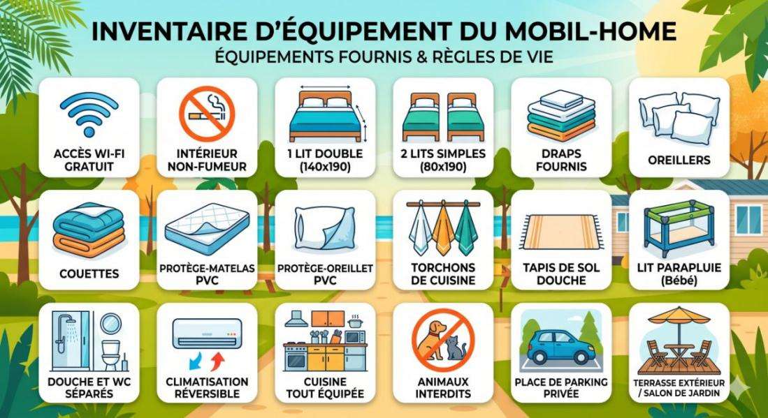 service et equipement disponible lors de la location d'un mobil home en ardeche