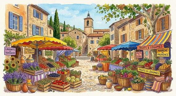 Marché de producteurs locaux en Provence occitane, une activité touristique recommandée par le camping Les Truffières.